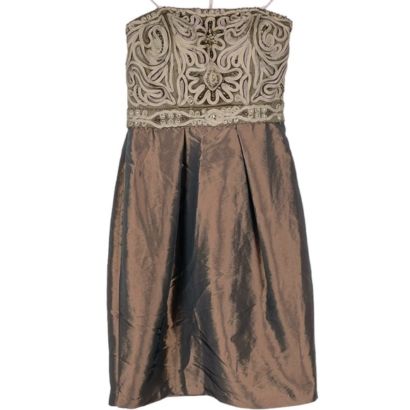 SUE WONG N3306 SOUTACHE BEADED STRAPLESS MINI COCKTAIL DRESS - Picture 3 of 12